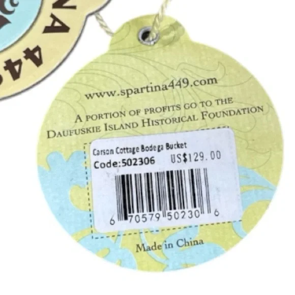 Spartina 449 Carson Cottage Dixie Hobo Bodega Bucket Natural Linen Leather Bag - Picture 12 of 13